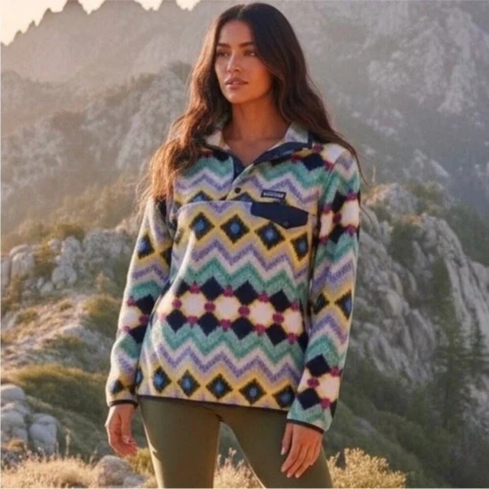 PATAGONIA Synchilla Snap T Teal Timber Twist Fleece Pullover Small